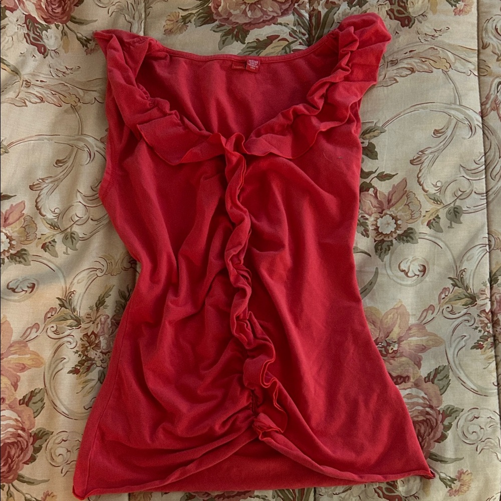 Esprit Vibrant Red Ruffle Tank Top